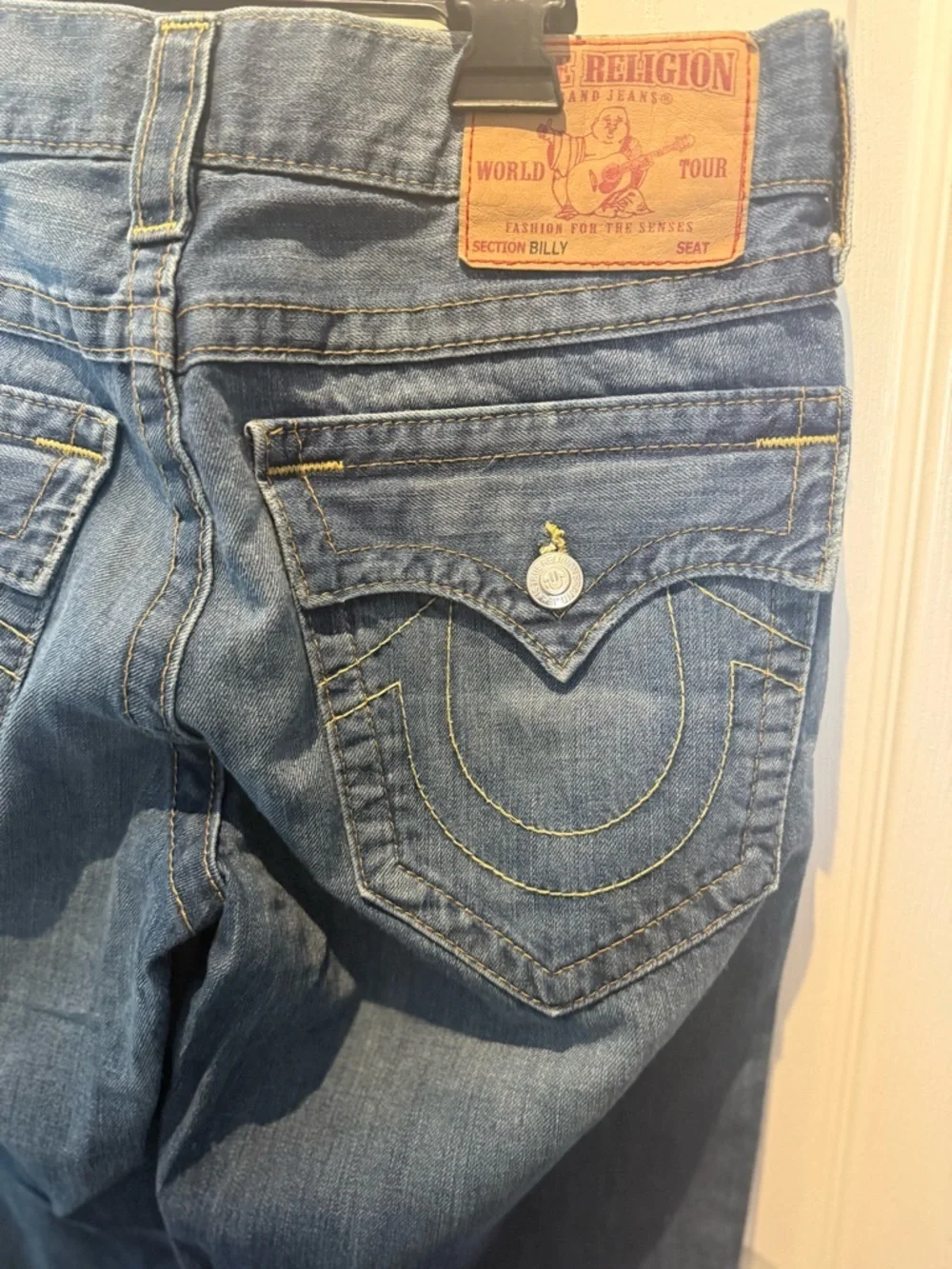 True Religion Jeans Mens 32x33 Blue Billy Boot Leg Contrast Stitch